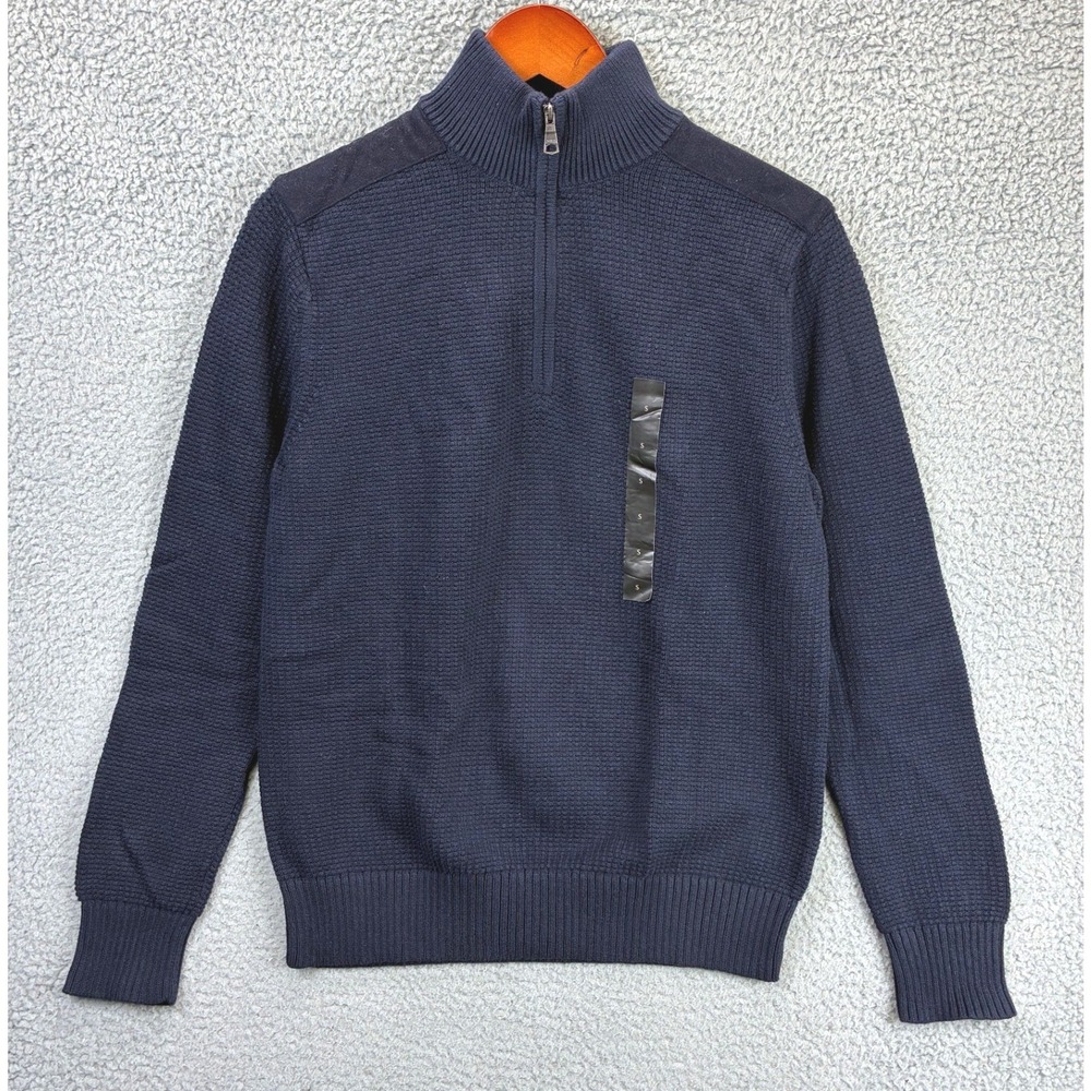 Banana Republic Quarter Zip Sweater Mens S Navy Blue Business Casual NWT
